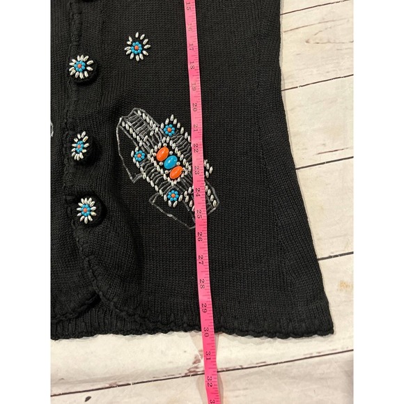 Vintage Victoria Jones Size Large Embellished Vest Silver Orange Southwestern - Picture 7 of 7